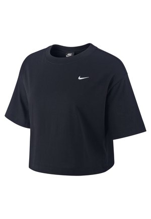 Czarny krótki t-shirt wykonany z bawełny. Posiada okrągły dekolt, krótkie rękawy oraz biały logo Nike na lewej piersi.