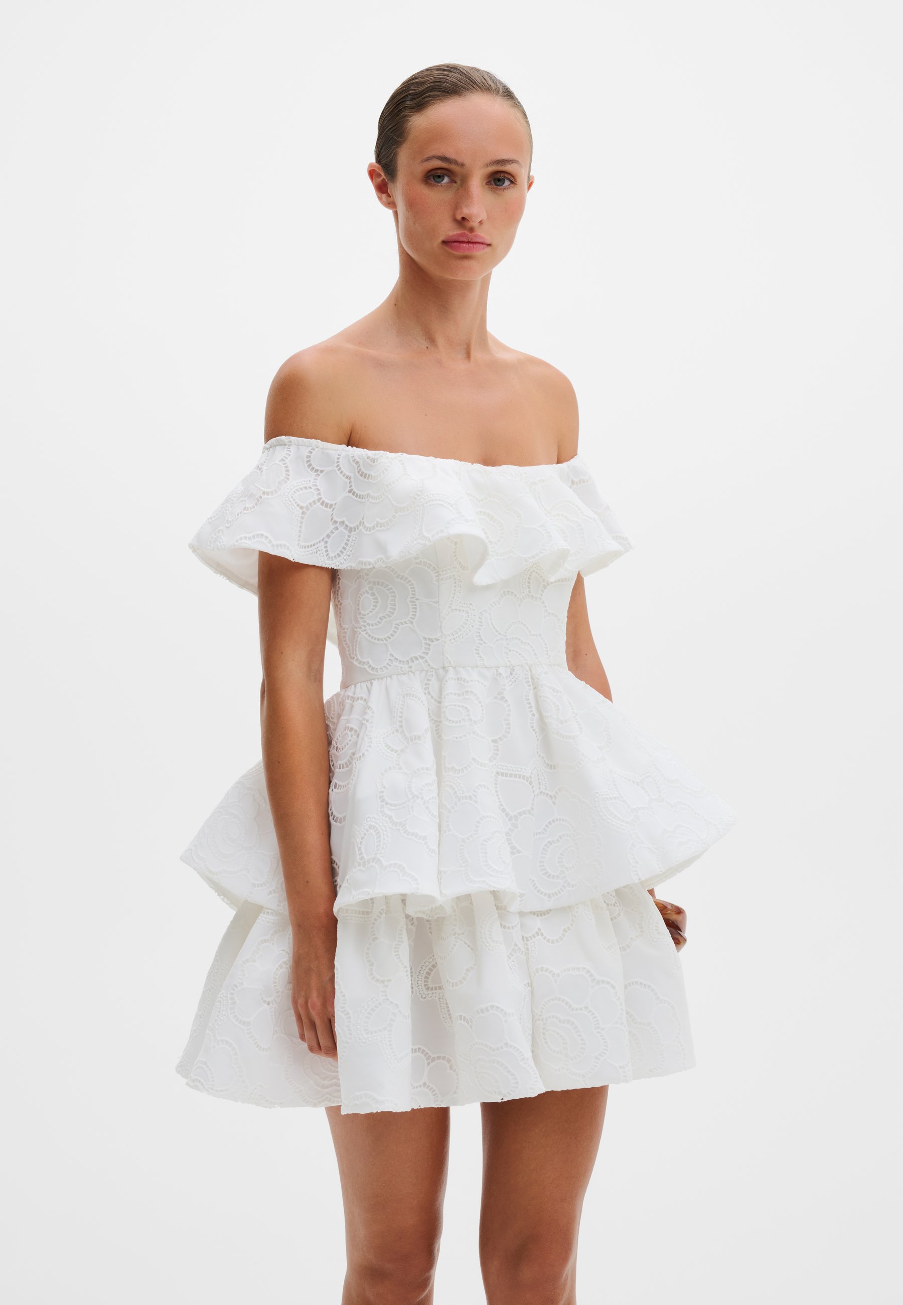 Malina TRACY OFF SHOULDER LACE MINI DRESS - Cocktail dress / Party dress -  white - Zalando.ie