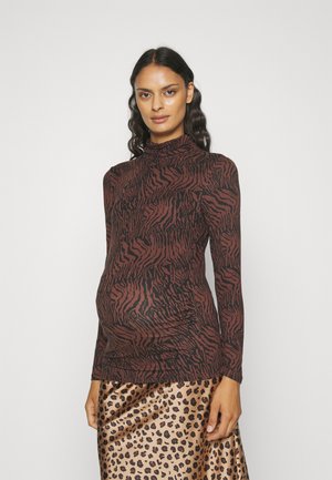Pieces Maternity PMNALA HIGH NECK - Topper langermet - chicory coffee/black zebra