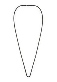 Collana in catena nera con un design di anelli lisci e arrotondati. Presenta una chiusura semplice. La lunghezza arriva a metà torace.