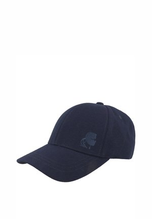 Marineblå baseballkasket med buet skygge og subtilt broderet logo på frontpanelet mod hvid baggrund.