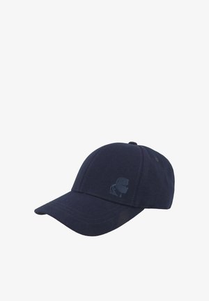 Marineblå baseballkasket med buet skygge og subtilt broderet logo på frontpanelet mod hvid baggrund.