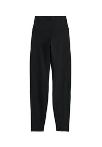Svarte leggings laget av elastisk stoff med høyt liv, med sidepaneldetaljer og glatte sømmer for en strømlinjeformet passform.
