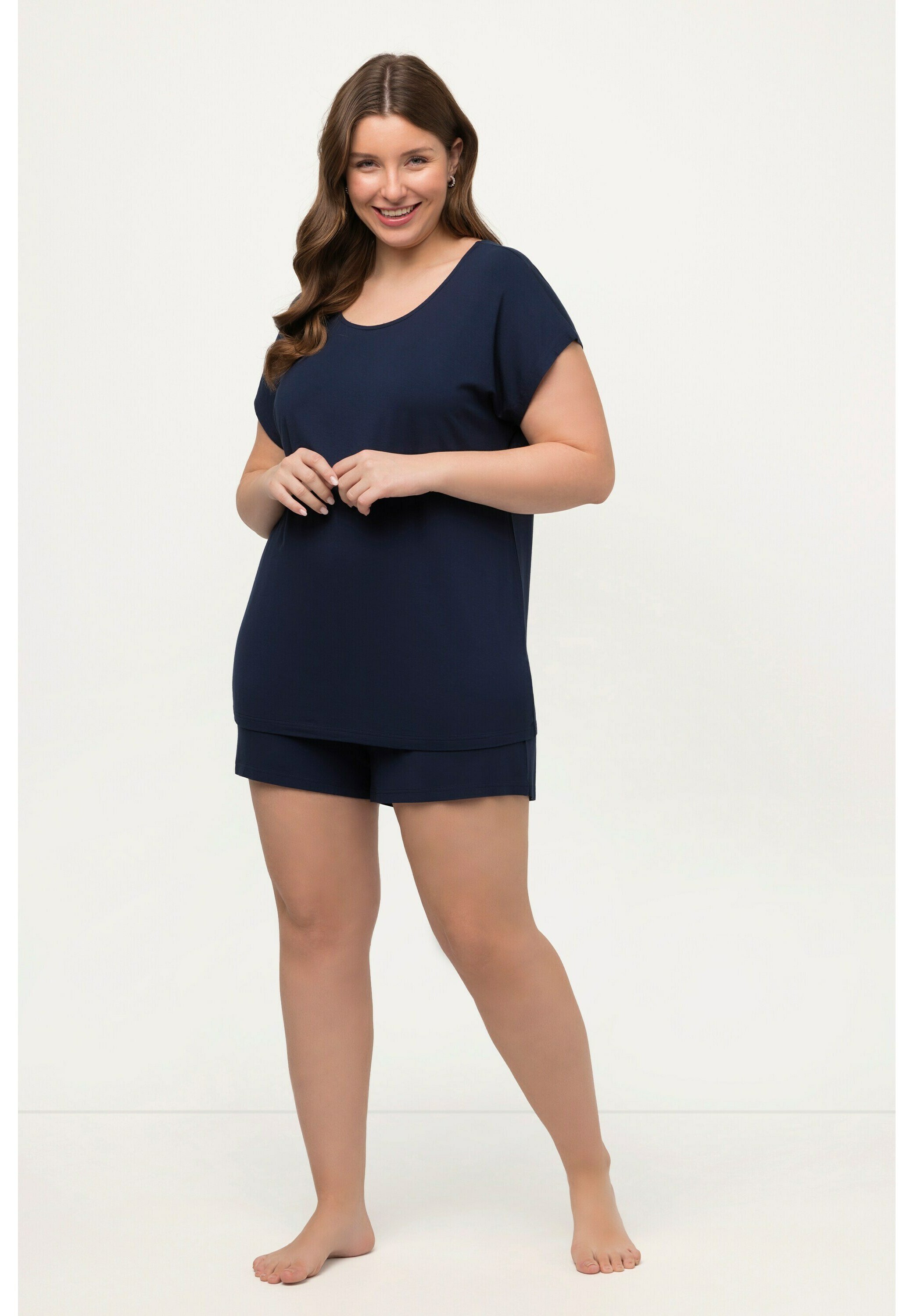 Ulla Popken Damen Pyjama Snow-Kissed Flowers - Plus Size Nachtwäsche