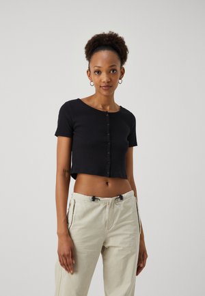 GAP CROPPED CREW - Μπλουζάκι με στάμπα - true black