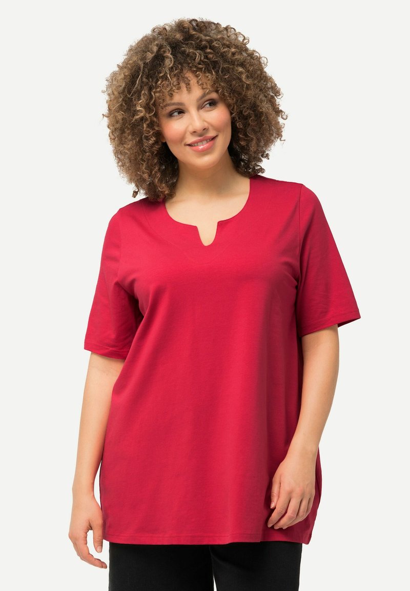 Ulla Popken A-LINIE HALBARM - Triko s potiskem - dark pink