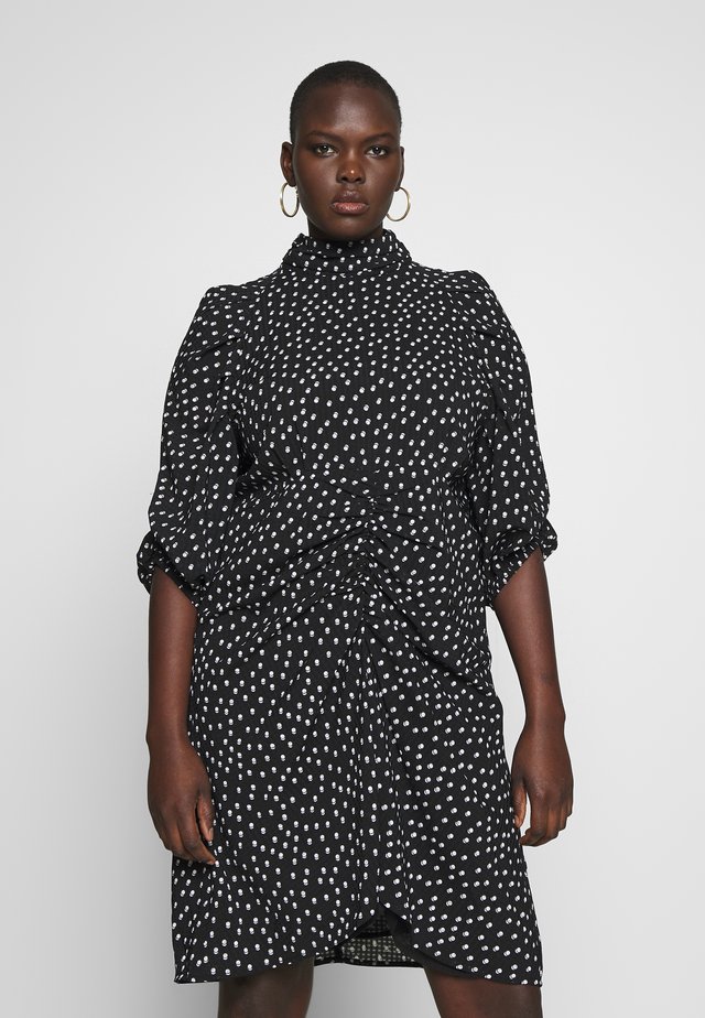 HIGH NECK RUCHED DETAIL SPOT DRESS - Vestito estivo - mono