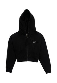 CROP HOODIE SMALL SIGNATURE ESSENTIAL - Mikina na zip - black