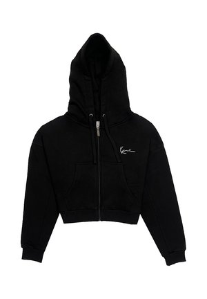 Karl Kani CROP HOODIE SMALL SIGNATURE ESSENTIAL - Sudadera con cremallera - black
