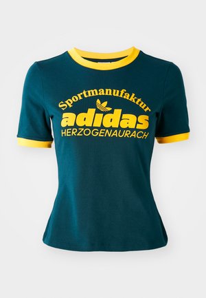 adidas Originals RETRO TEE - Print T-shirt - aurora ivy/yellow