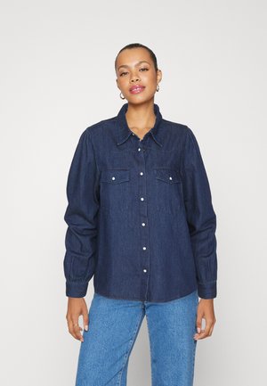 ONLY ONLLINETTE SHIRT - Μπλούζα - dark blue denim