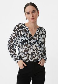 comma - BLUSE AUS CHIFFON - Blouse - schwarz Miniatuurafbeelding 1