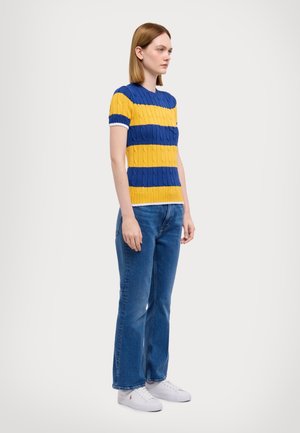 CREW CABLE STRIPE  - T-shirts med print - blue/yellow