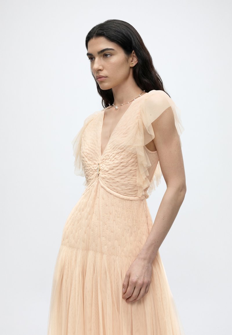 sachin and babi light blue dress Yu Koi Embroidered dress in Nude