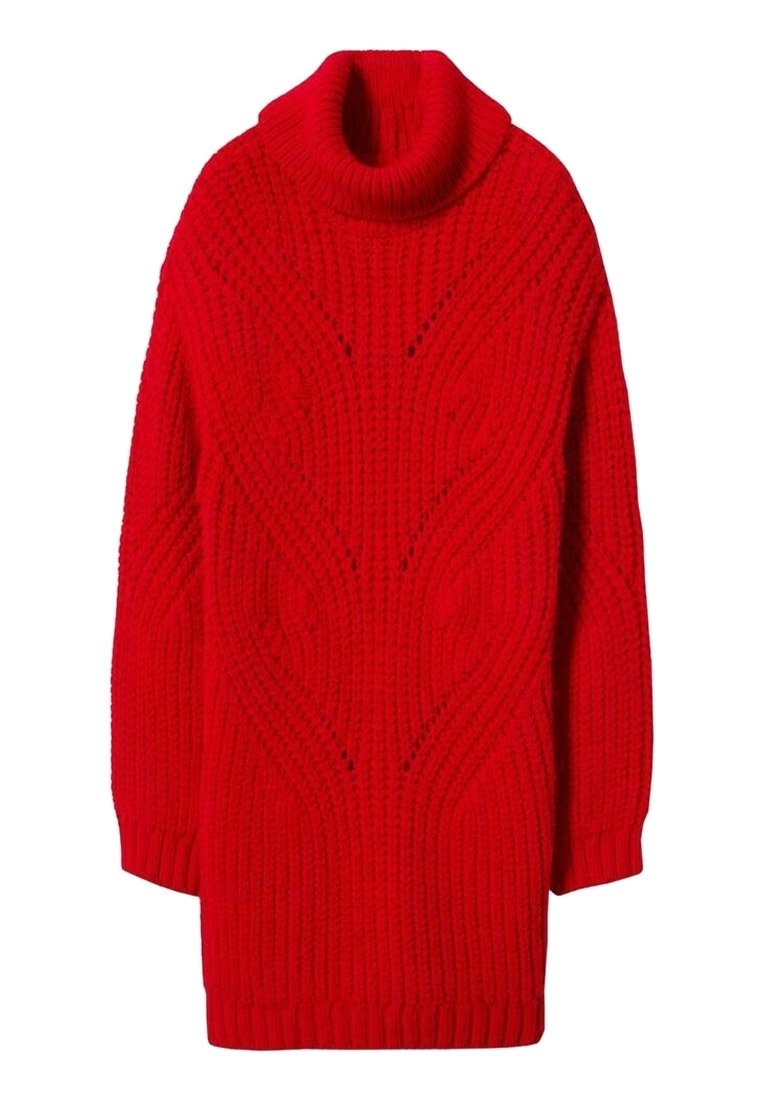 mango red knit dress Fine-knit dress with draped bodice
