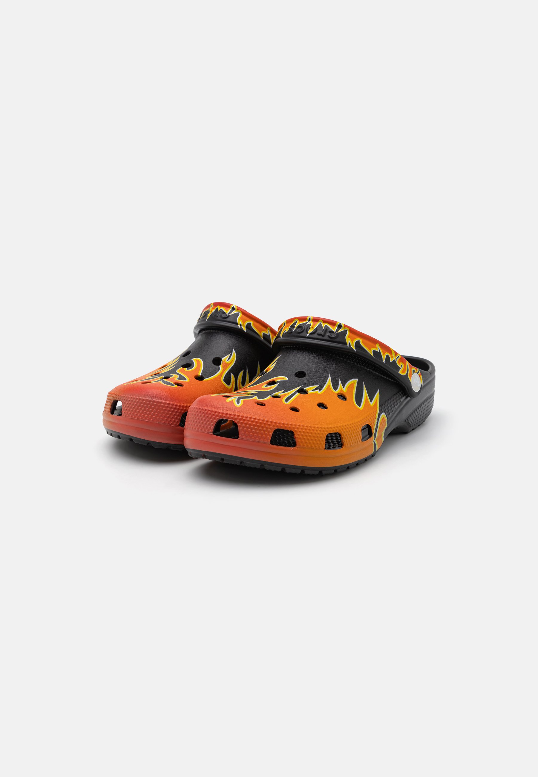 Crocs CLASSIC FLAMES UNISEX - Slip-on sandaler - black/multi-coloured/sort  - Zalando.dk