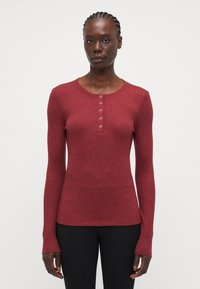 ONLY Tall ONLLINEA O NECK BUTTON - Topper langermet - cabernet smelange