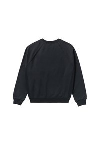 Czarna bluza z okrągłym dekoltem, rękawami raglanowymi oraz ściągaczami u mankietów i na dole. Miękka tkanina z minimalnym logo marki na plecach.
