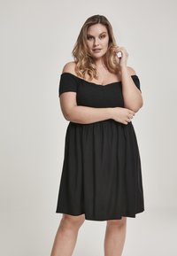 Urban Classics - LADIES SMOKED OFF SHOULDER DRESS - Day dress - black Thumbnail Image 1