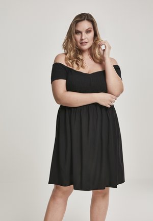 LADIES SMOKED OFF SHOULDER DRESS - Denní šaty - black