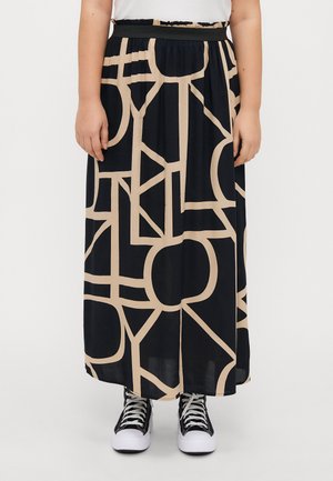 CARVENEDIG LIFE LONG - Maxi skirt - black/light brown