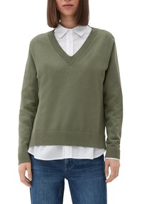s.Oliver V NECK - Strickpullover - olivgrün