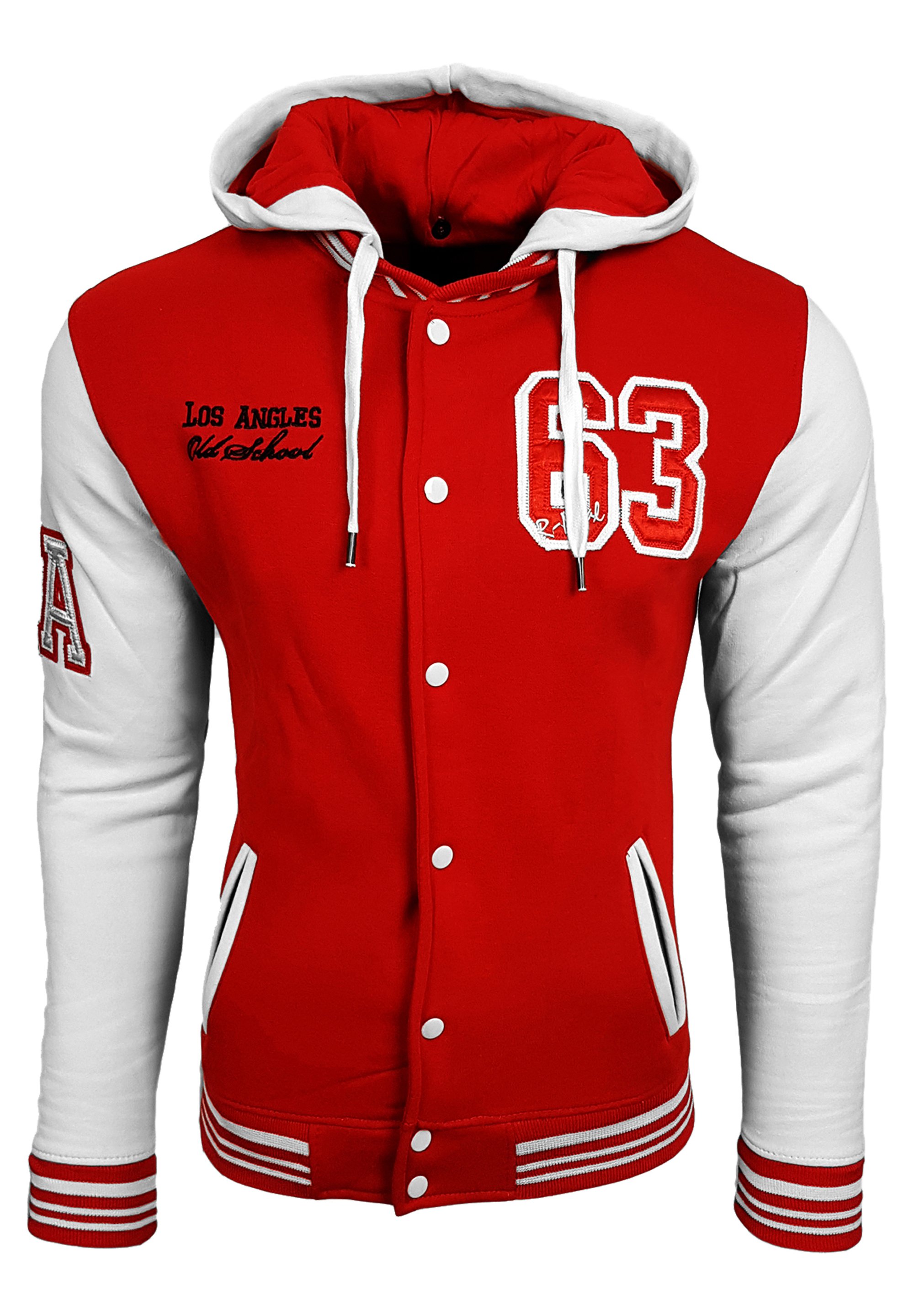 Rusty Neal College Jacke Herren Sweatshirt Kapuzenpuller Us College Los Ang Hoodie Met Rits Rot Weiss Rood Zalando Nl