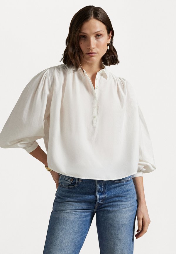 PLEATED COTTON SILK SHIRT - Button-down blouse