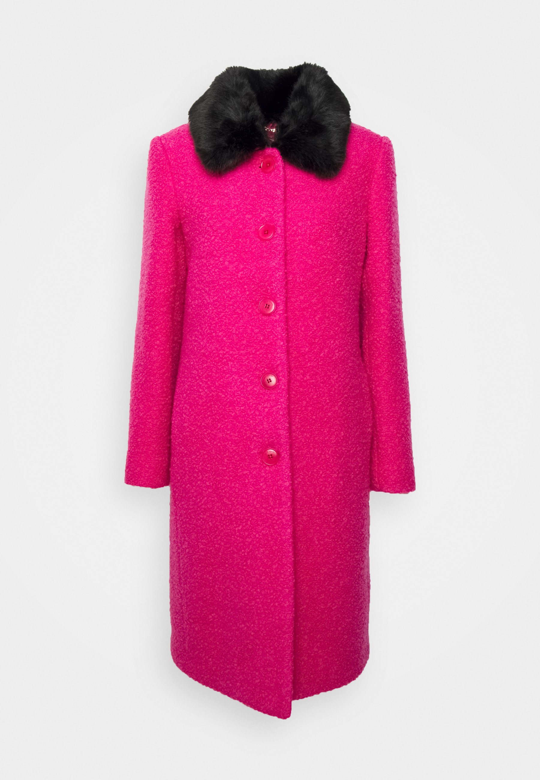 bright pink boucle coat