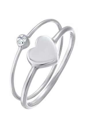 HEART LOVE STACK - MIT KRISTALLEN VON SWAROVSKI® - Ring - silberfarben
