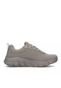 Scarpe sportive grigio chiaro realizzate in tessuto a rete traspirante, dotate di una suola imbottita, design snello e dettagli a zigzag discreti sulla parte superiore.