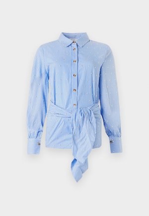 Never Fully Dressed BLUE STRIPE TIE BACK SHIRT - Skjortebluse - blue