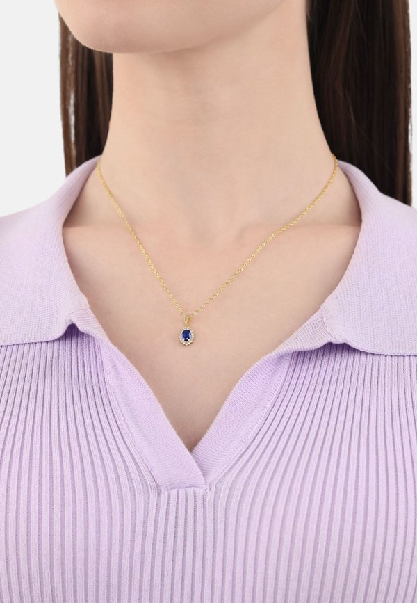 MIT ANHÄNGER FÜR DAMEN, GOLD 375, ZIRKONIA BLAU WEISS - Halskette - blau