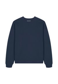 Sweatshirt bleu marine avec un col rond, des manches longues, des poignets côtelés et un ourlet droit. Fabriqué à partir d'un tissu doux et confortable.