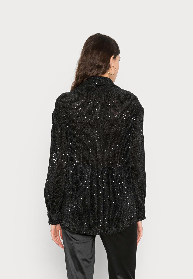 Nly By Nelly Bling Me Sequin Button Down Blouse Black Zalando Co Uk