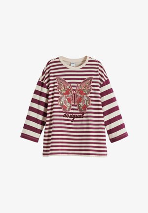 STRIPED WITH BEADS - Top dugih rukava - purple