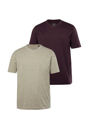 T-SHIRT 2ER PACK V-AUSSCHNIT HALBARM  - T-Shirt basic - aubergine
