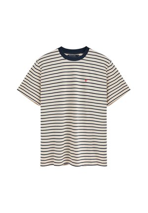 STRIPES SHORT SLEEVE CREWNECK KEANU - T-shirt print - beige navy