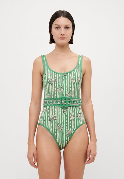 Alemais LULA BELTED ONE PIECE - Costum de baie - green/white