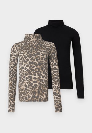 JXGIGI HIGH NECK TEE 2 PACK - Topper langermet - black/brown