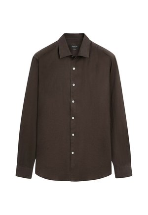 Massimo Dutti, Rectangular buckle nappa leather belt - Shirt - dark brown