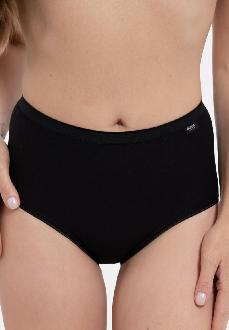 Zwarte high-waisted onderbroek gemaakt van zachte stof. Kenmerkt zich door een gladde tailleband en minimale naaddetails voor comfort en een strakke silhouet.