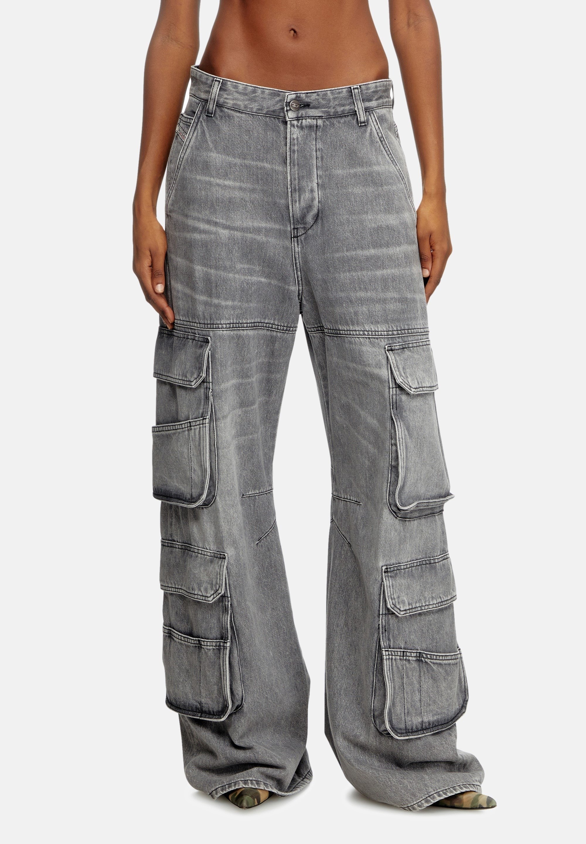 Diesel D-SIRE - Wide Leg - black denim - Zalando