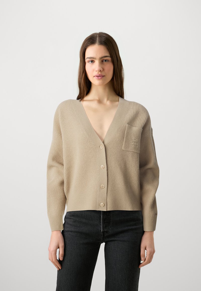 Tommy Hilfiger SCRIPT CARDI - Kardigan - beige