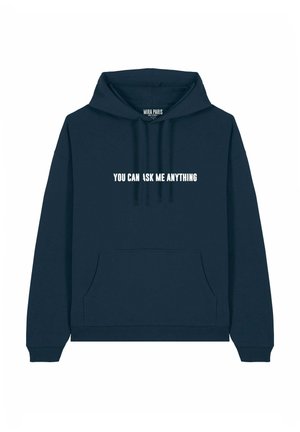 YOU CAN ASK ME ANYTHING EMBROIDERY UNISEX OVERSIZE  - Hoodie - dark blue