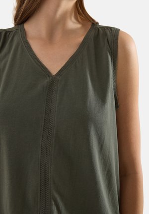 Cecil, TOP WITH V-NECK AND CROCHET TAPE, khaki