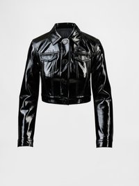 GAPSTUDIO VEGAN PATENT LEATHER CROP JACKET - Bunda z umělé kůže - black