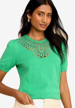 Love & Roses SHORT SLEEVE CROCHET - REGULAR FIT - Tričko s potlačou - green