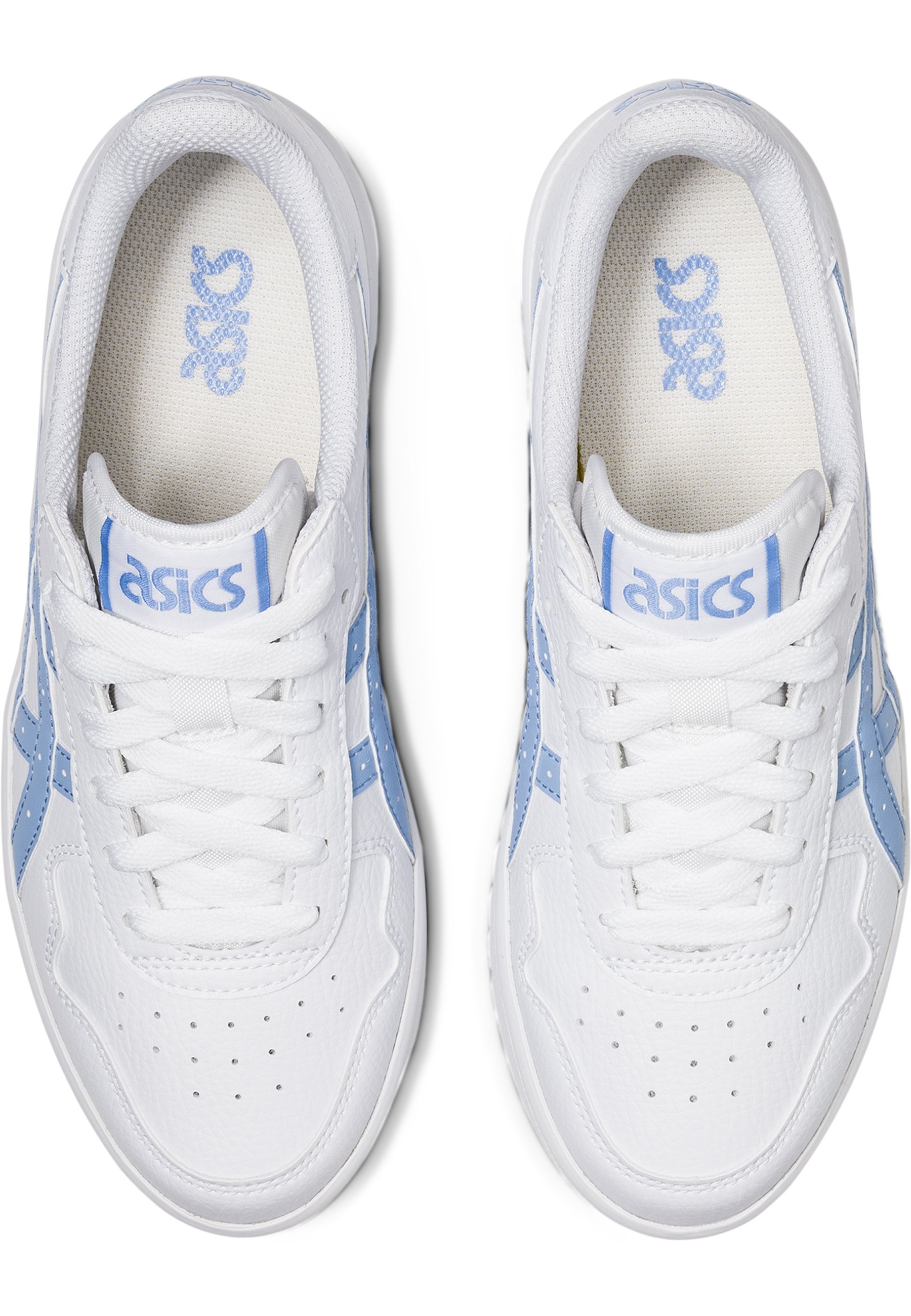 asics white blue