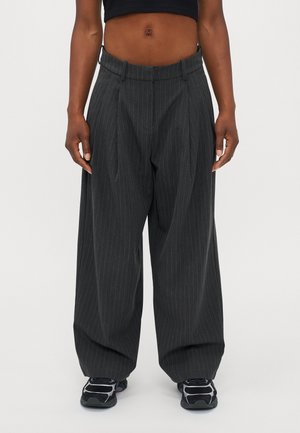 VMSILJE WIDE PINSTRIPE PANTS - Trousers - dark grey melange